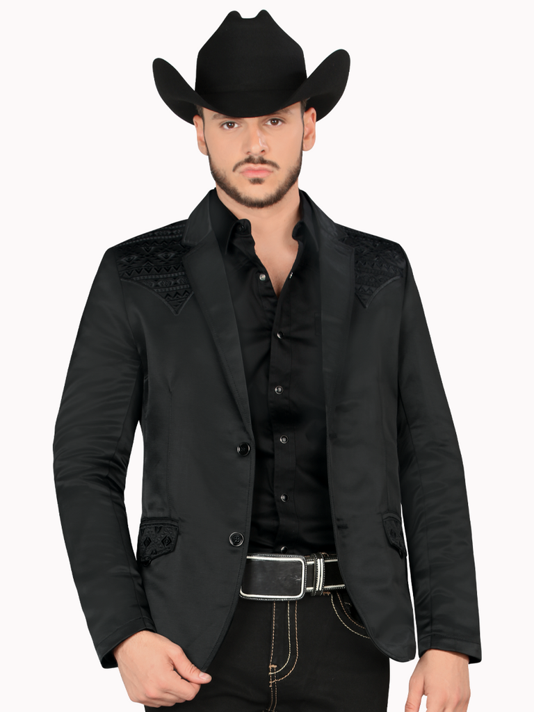 Saco MONTERO Bordado Para Caballero Estilo MT-2181 Negro / Negro
